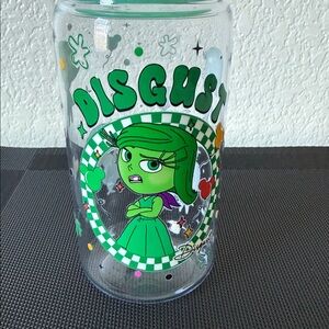 Inside out Disgust character kids plastic tumbler  with Straw